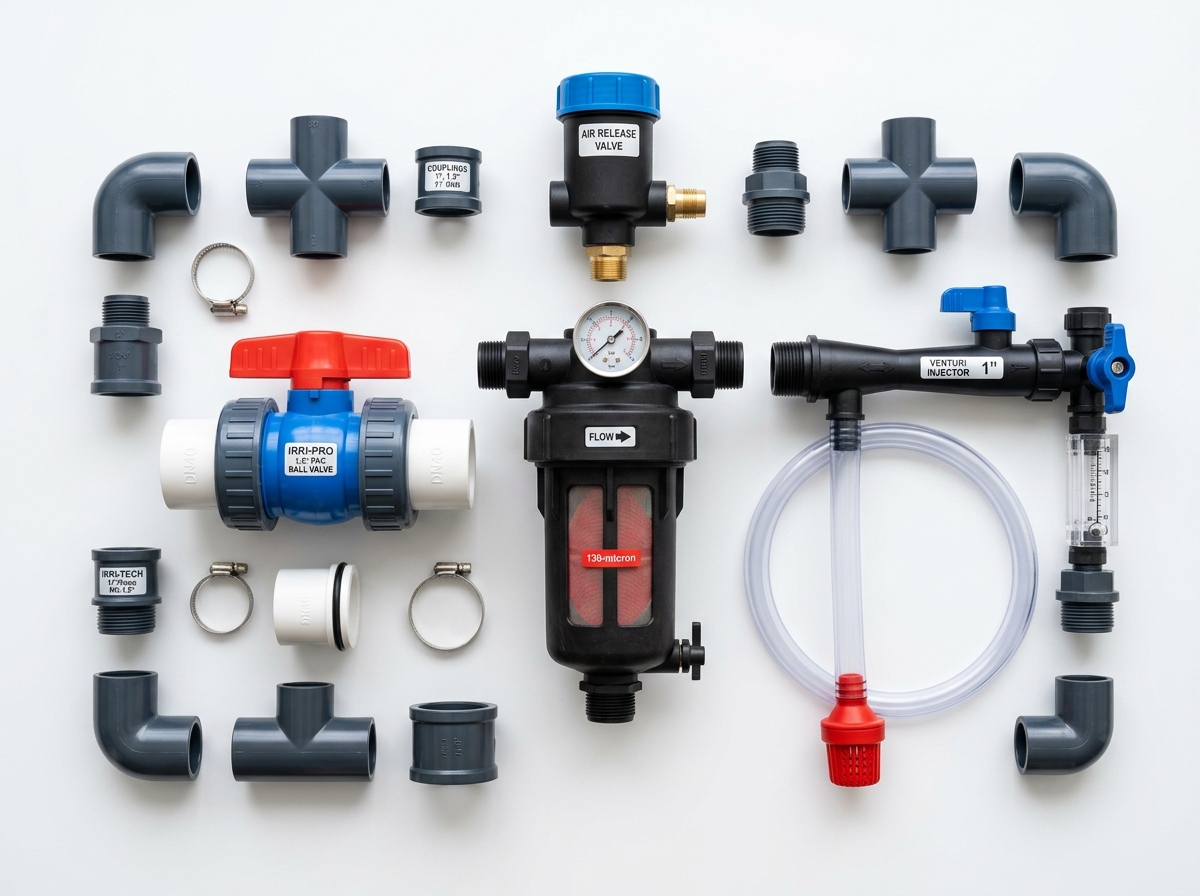 Agricultural irrigation accessories, disc filters, venturi and ball valves
